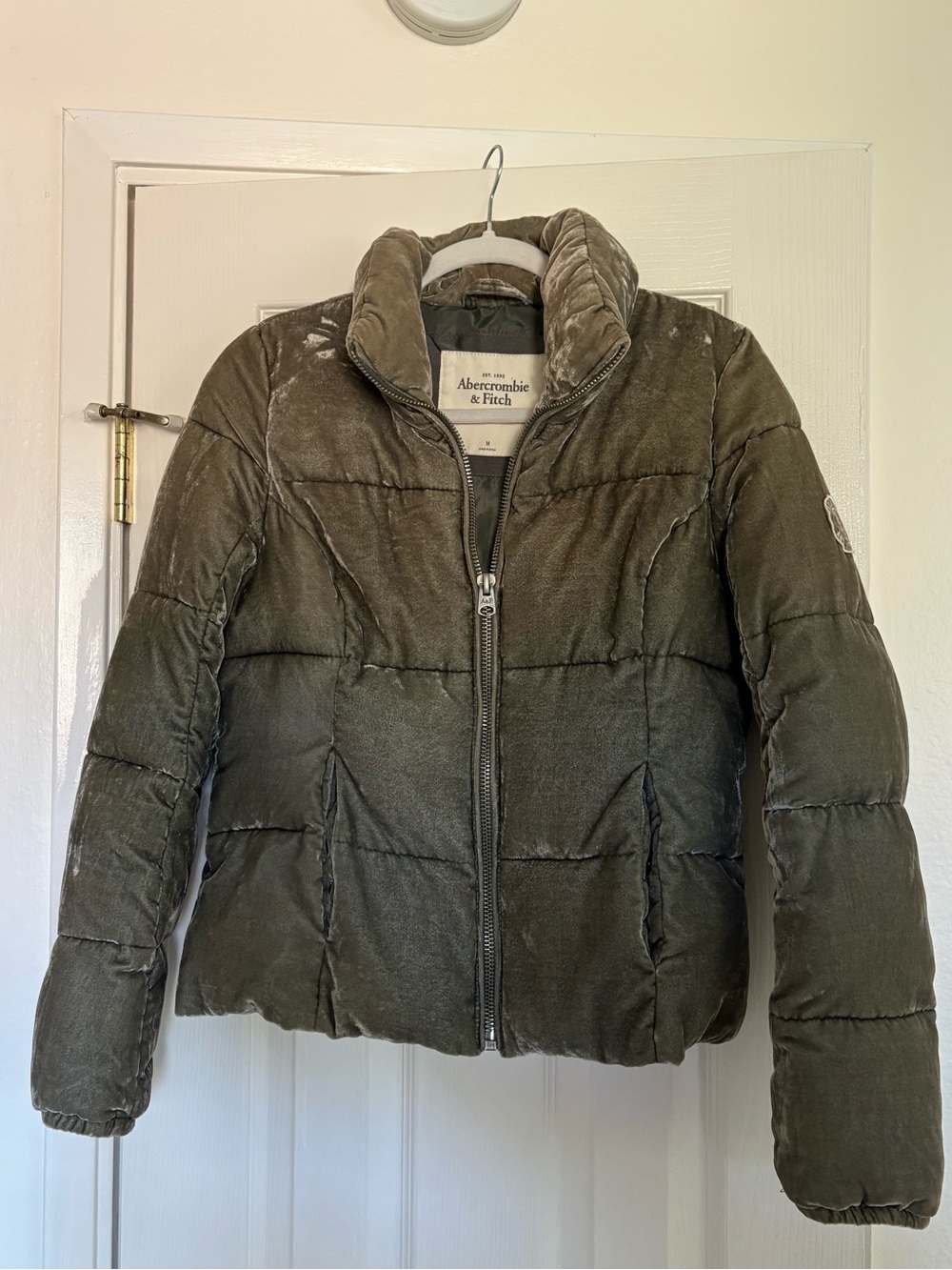 Abercrombie & Fitch Olive Green Corduroy Puffer Jacket